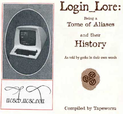 login_lore: being a Tome of Aliases and their History, as told by Geeks in their own Words.